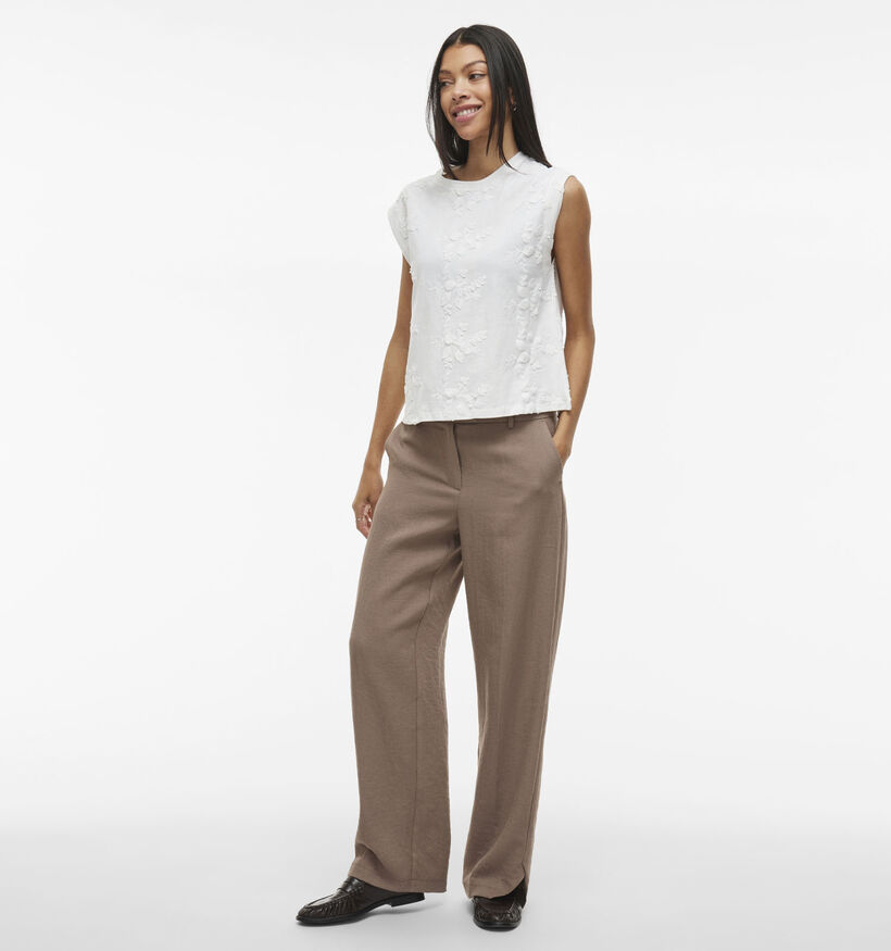 Vila Nayla O-Neck Witte T-shirt zonder Mouwen voor dames (369456)