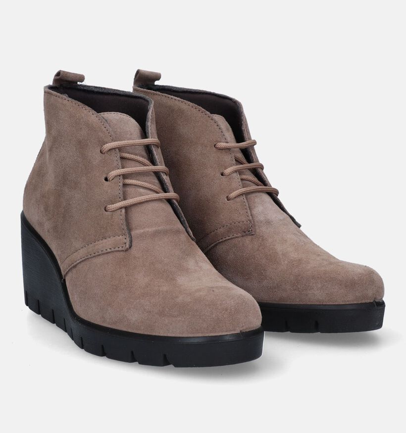 Hush Puppies Isbay Taupe Enkellaarsjes voor dames (330850) - geschikt voor steunzolen