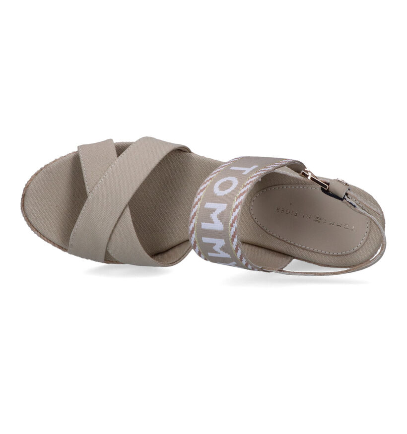 Tommy Hilfiger Seasonal Webbing Wedge Sandales en Vert en textile (321019)