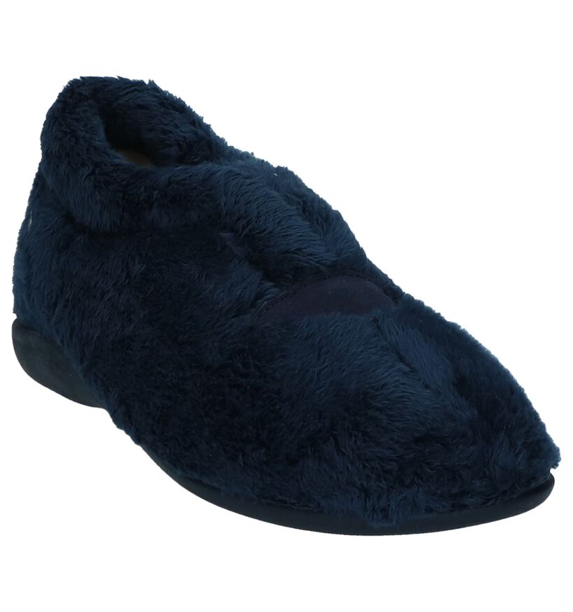 Donker Blauwe Pantoffels Via Limone in faux fur (223824)