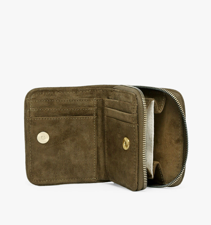 Woomen Ginseng Porte-monnaie zipp&eacute; en Vert kaki pour femmes (378687)