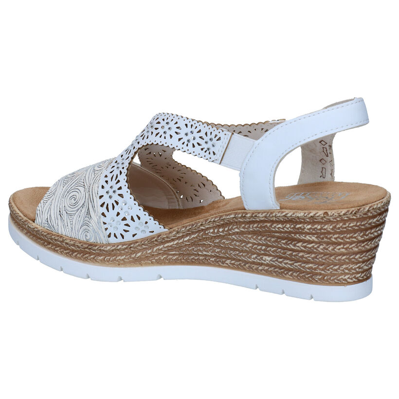 Rieker Witte Sandalen met sleehak voor dames (339118)