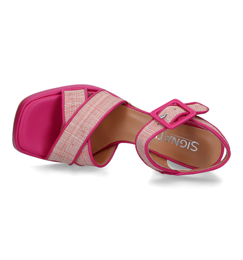 Signatur Sandales avec talon carré en Rose pour femmes (324219)