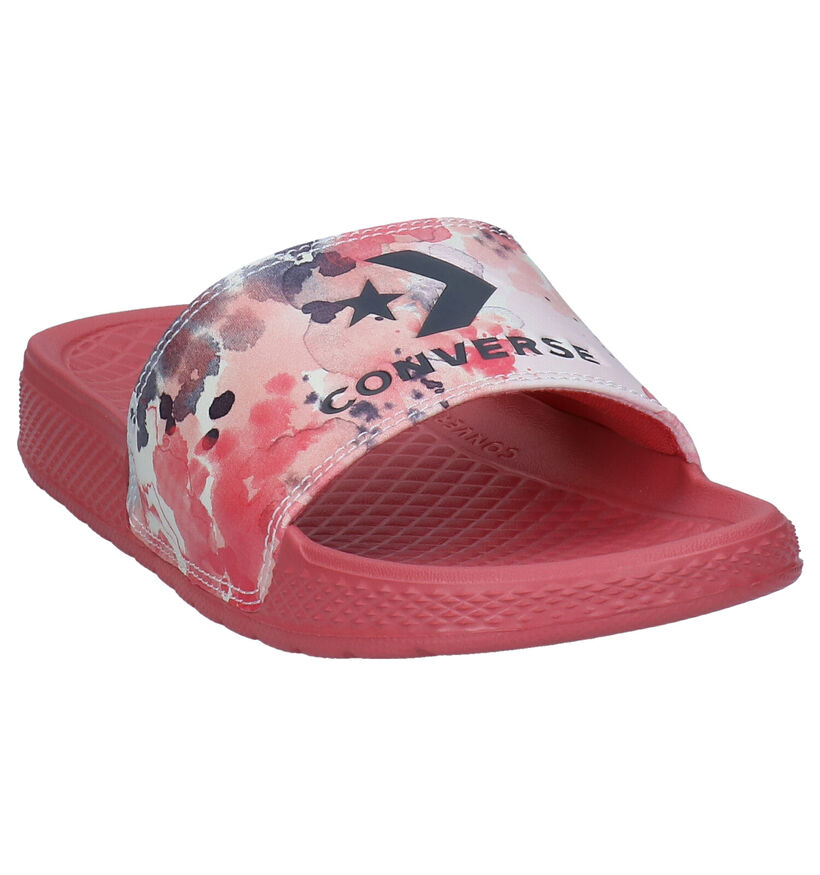 Converse AS Slide Claquettes de piscine en Rose en simili cuir (291069)