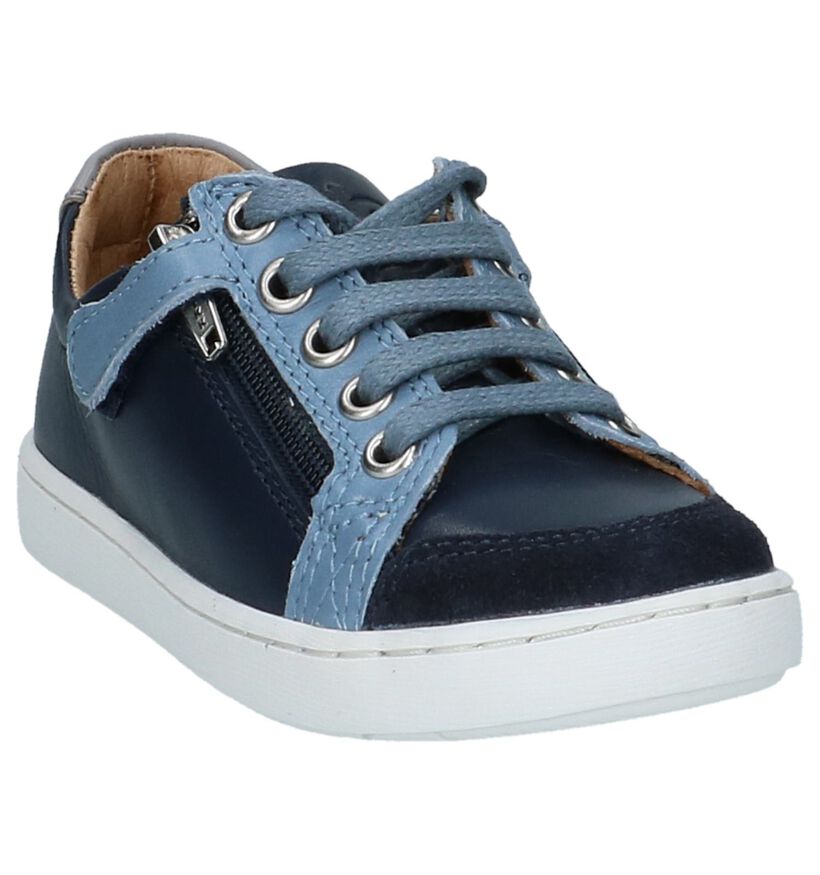 Schoenen met Rits & Veter Blauw Shoo Pom Play Lo Bi Zip in leer (215619)