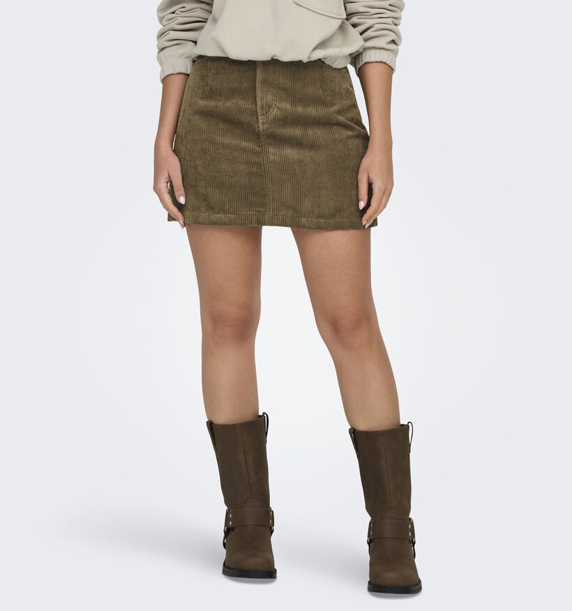 JDY Monia Bruine Ribfluwelen rok voor dames (348627)