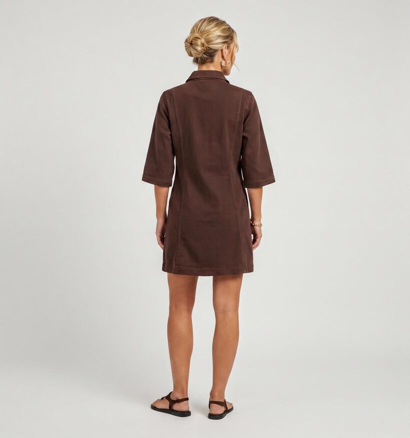 Pieces Salume Denim Donkerbruine Hemdjurk voor dames (374923)