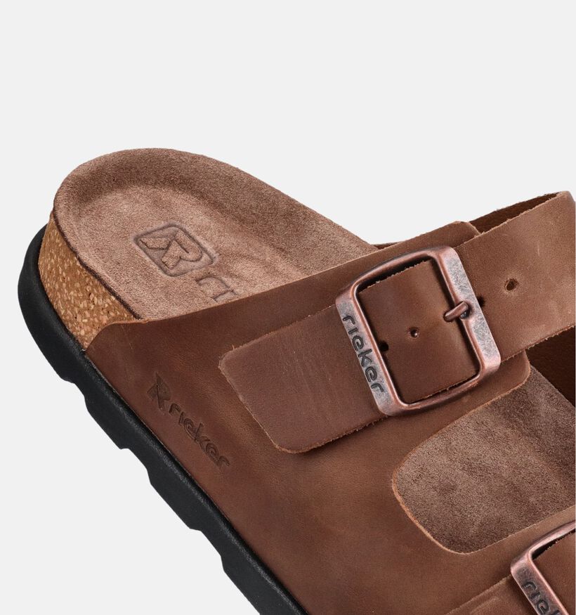 Rieker Nu-pieds plates en Brun fonc&eacute; pour hommes (370495)