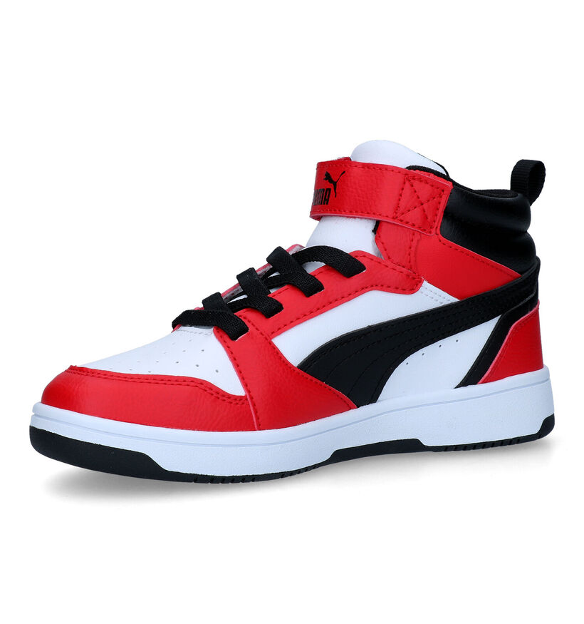 Puma Rebound v6 mid Witte Sneakers voor meisjes, jongens (350365) - geschikt voor steunzolen