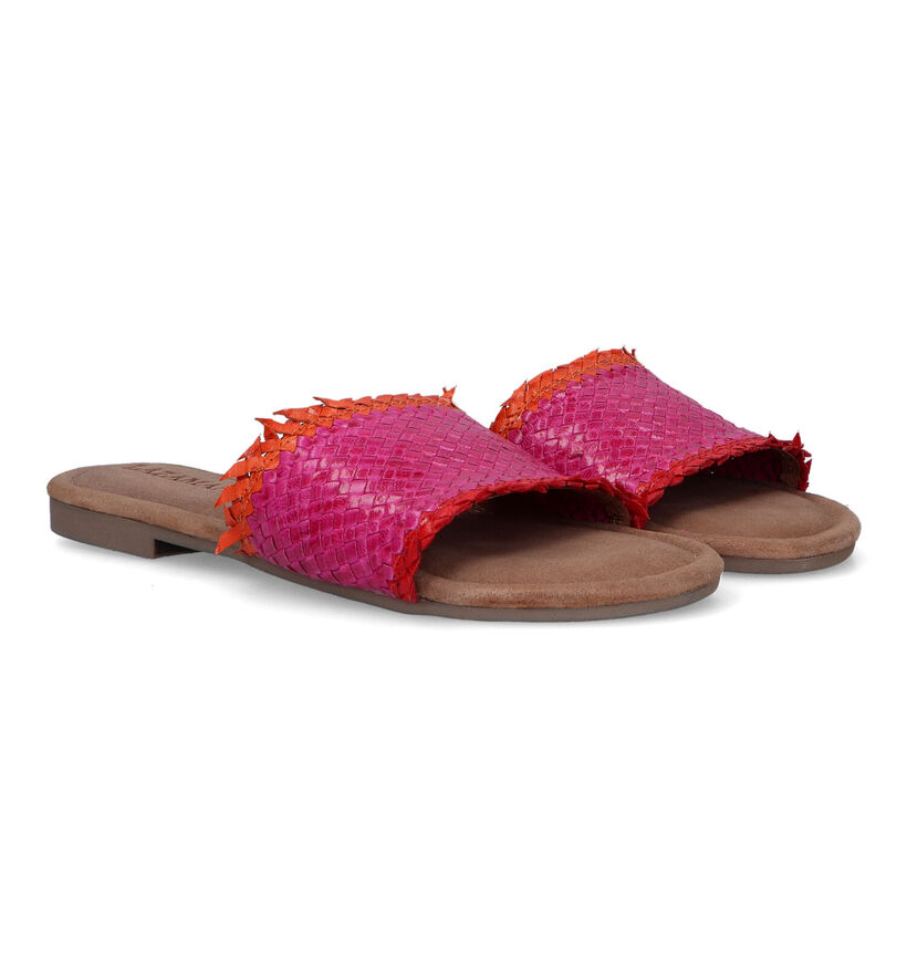 Lazamani Nu-pieds plates en Rose fuchsia pour femmes (335093)