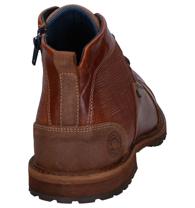 Cognac Rits/Veterboots Bullboxer in leer (252793)