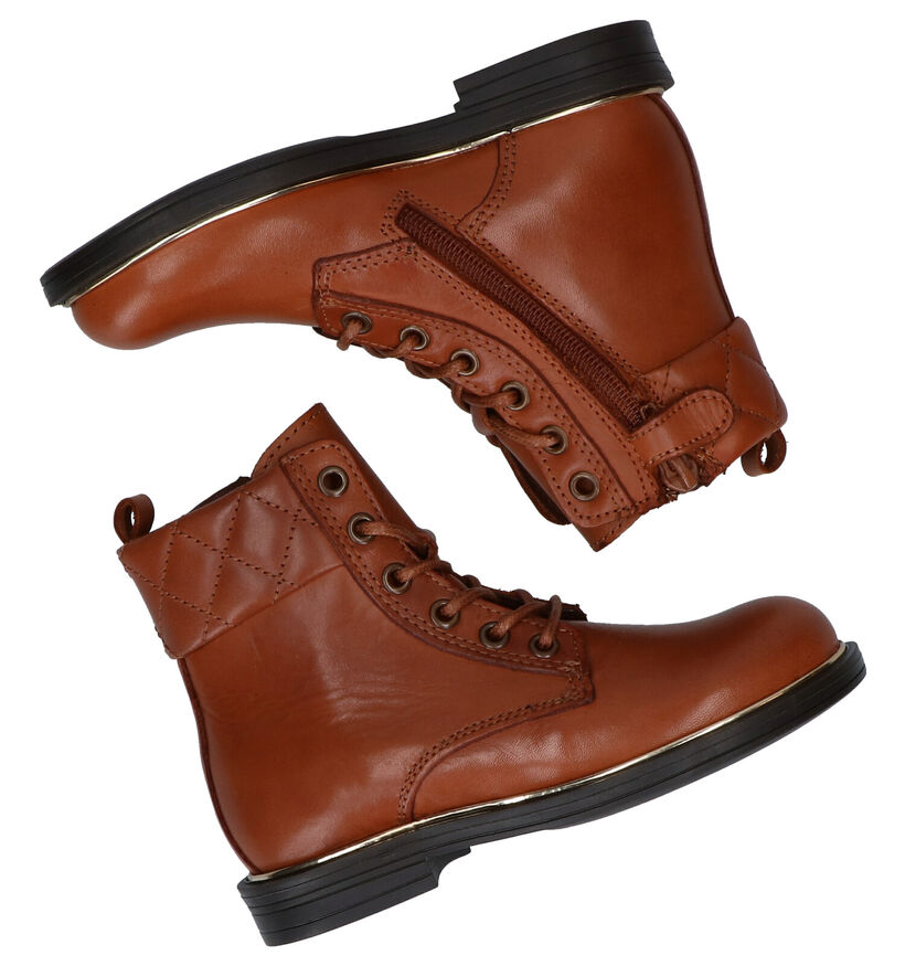 Milo & Mila Bottines robustes en Cognac en cuir (281059)