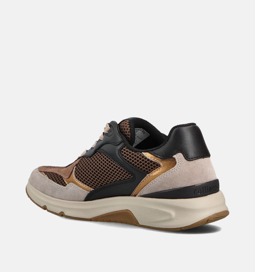 Gabor Rollingsoft Bruine/Zwarte Sneakers voor dames (360325) - geschikt voor steunzolen