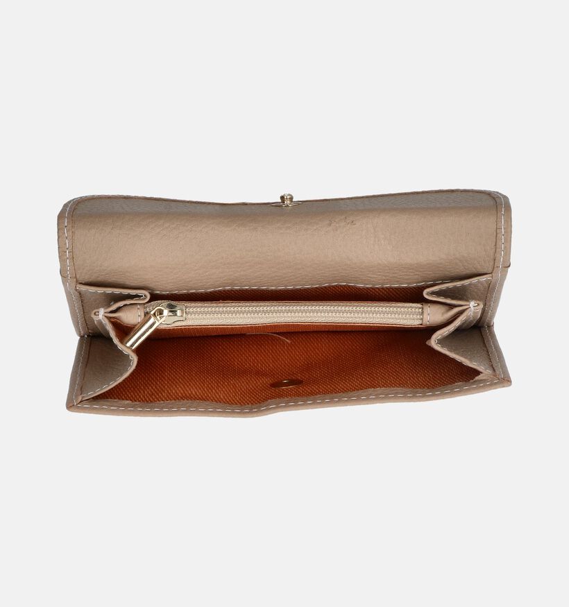 Crinkles Porte-monnaie à rabat en Taupe pour femmes (358510)