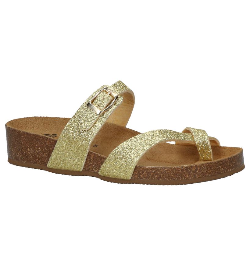 Elegante Slippers Goud Big Leaf in kunstleer (209652)