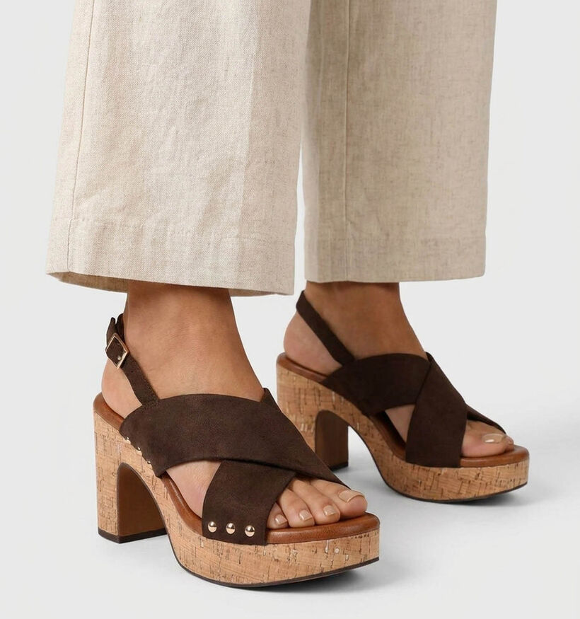 Marco Tozzi Mocca Donkerbruine Sandalen met Hak voor dames (371877)