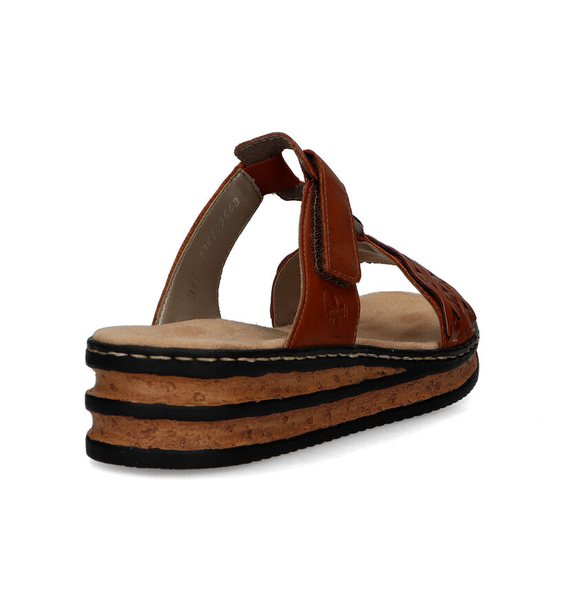 Rieker Cognac Slippers met sleehak voor dames (354946)