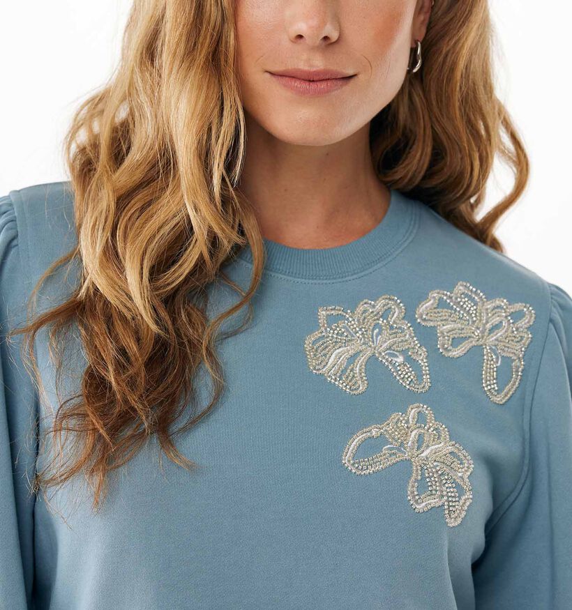 Mexx Flower Sweater Blauwe Pull voor dames (362293)