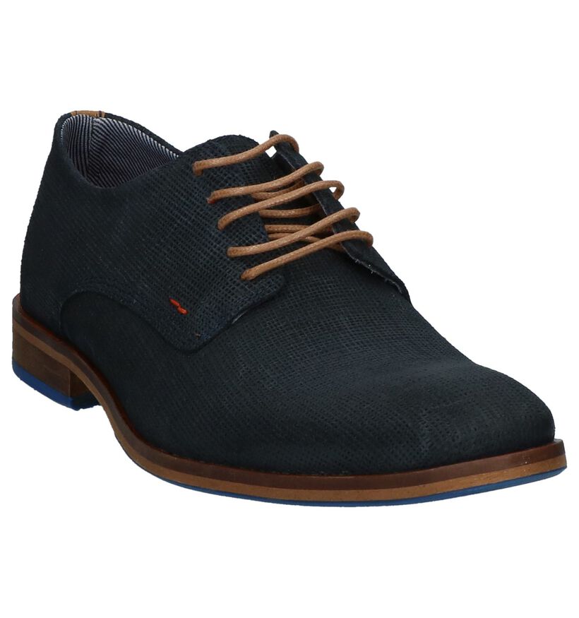 Bullboxer Geklede Veterschoenen Donkerblauw in nubuck (210406)