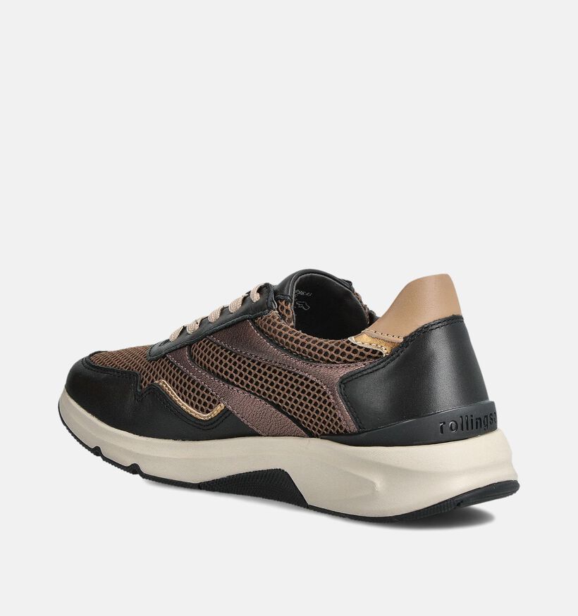 Gabor Rollingsoft Zwarte Sneakers met Rits voor dames (360318) - geschikt voor steunzolen
