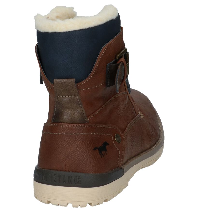 Donker Bruine Mustang Boots met Rits/Veter in kunstleer (223494)