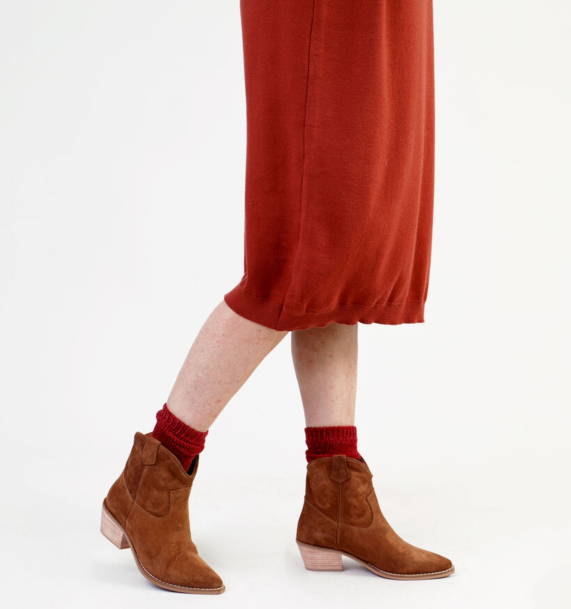 Babouche Bottines à talons en Cognac pour femmes (332780)