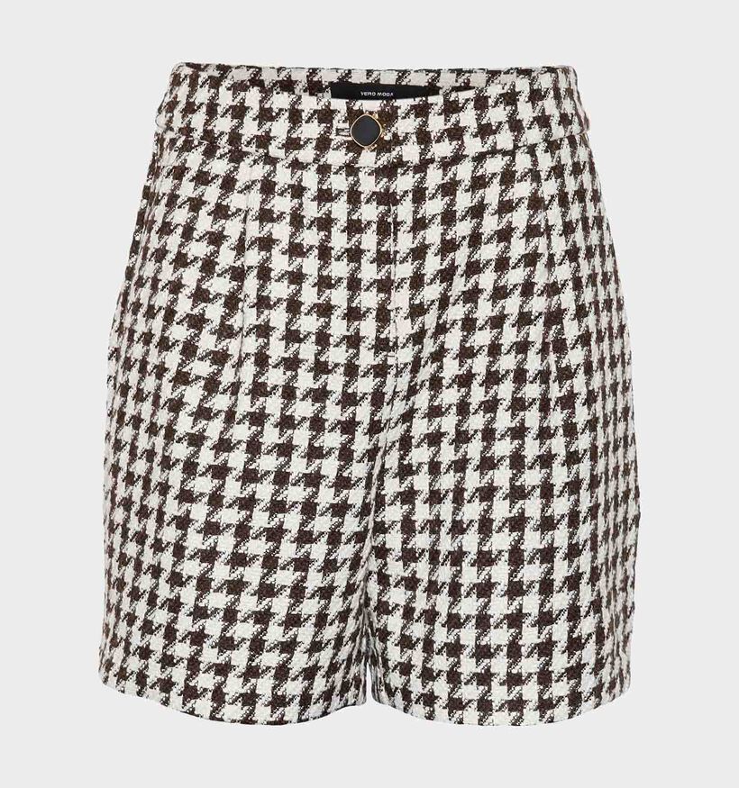 Vero Moda Maura Pied de Poule Short en Blanc pour femmes (318511)