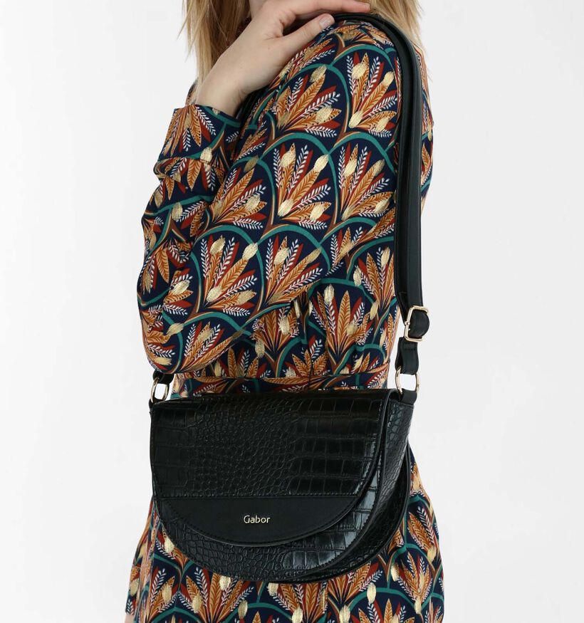 Gabor Janne Zwarte Crossbody Tas in kunstleer (288810)