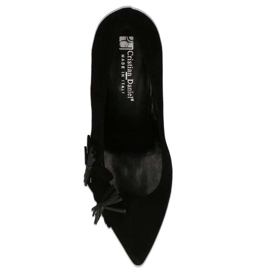 Zwarte Pumps met Bloemen Christian Daniel in daim (210596)