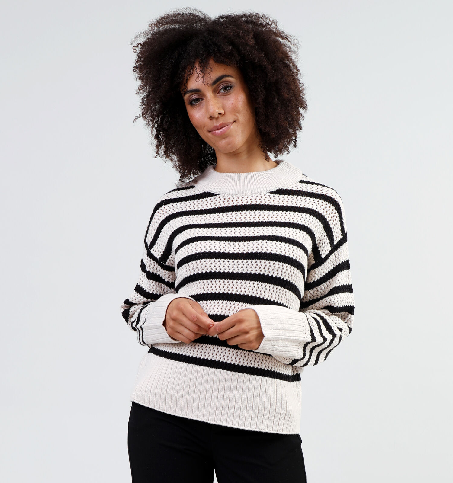 SISTERS POINT Hava Beige Gestreepte trui Dames Truien Online op TORFS.BE