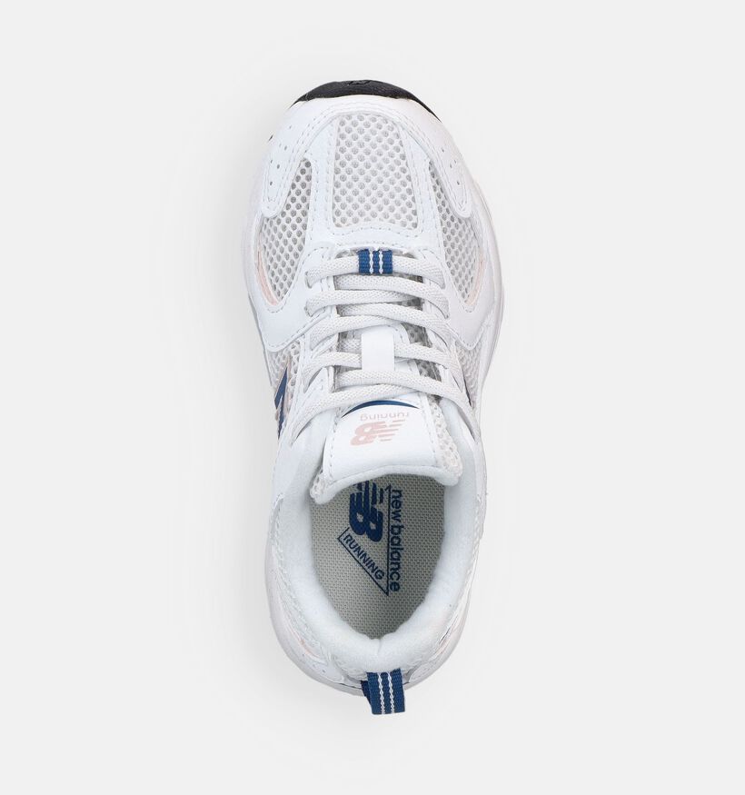 New Balance 530 Baskets en Blanc/Bleu fonc&eacute; pour filles (366218) - pour semelles orthop&eacute;diques