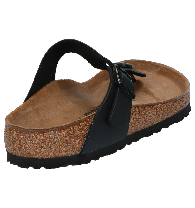 Birkenstock Gizeh Birko-Flor Zwarte Teenslippers voor dames (338058)