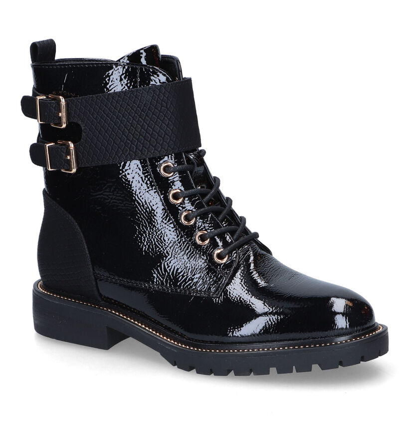 Poelman Boots à lacets en Noir en simili cuir (318227)