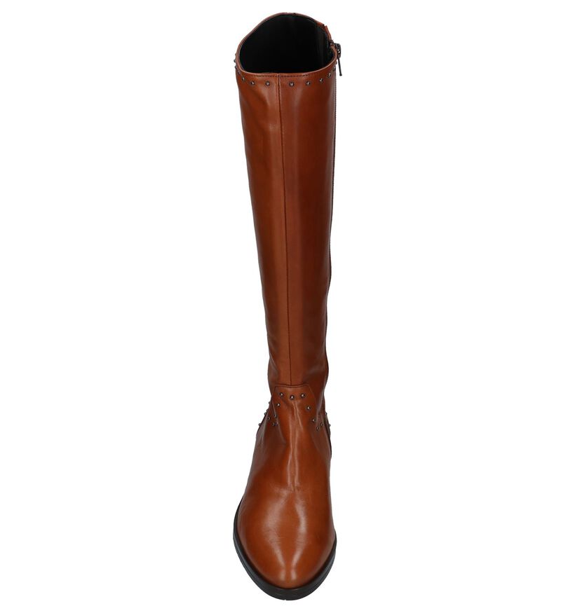 Cognac Lange Laarzen met Rits Via Limone in leer (227172)