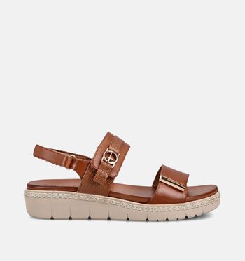 Tamaris Sandalen Zwart/Goud/Cognac