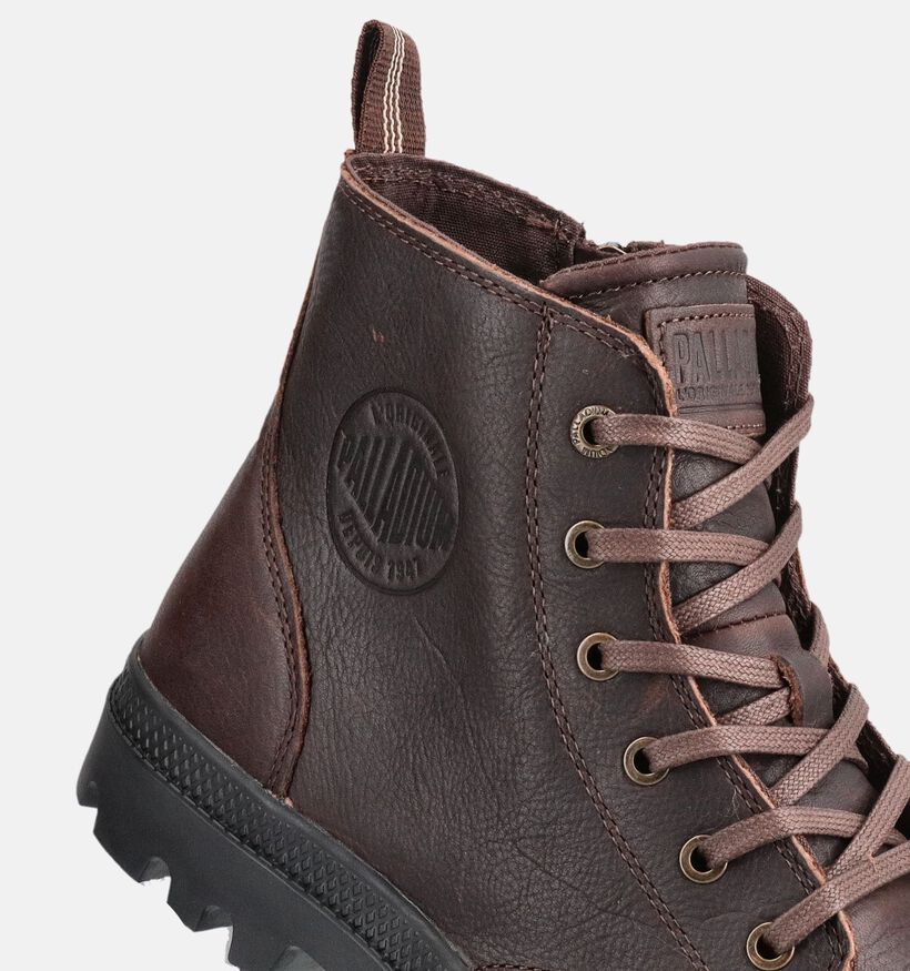 Palladium Pampa Donkerbruine Boots met Veter en Rits voor heren (378426)