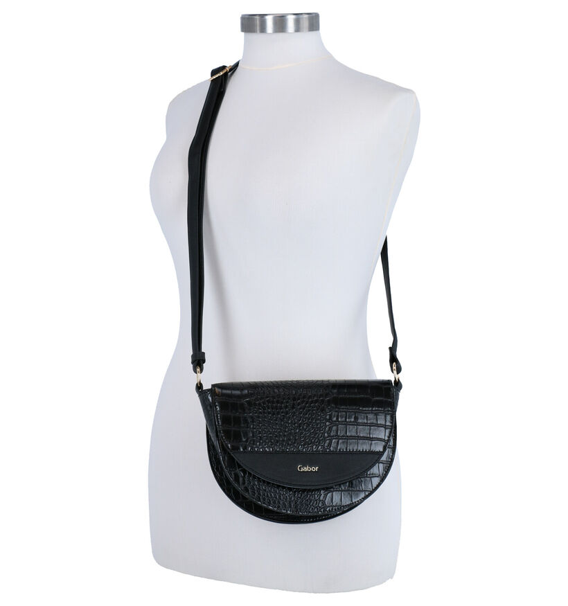 Gabor Janne Zwarte Crossbody Tas in kunstleer (288810)