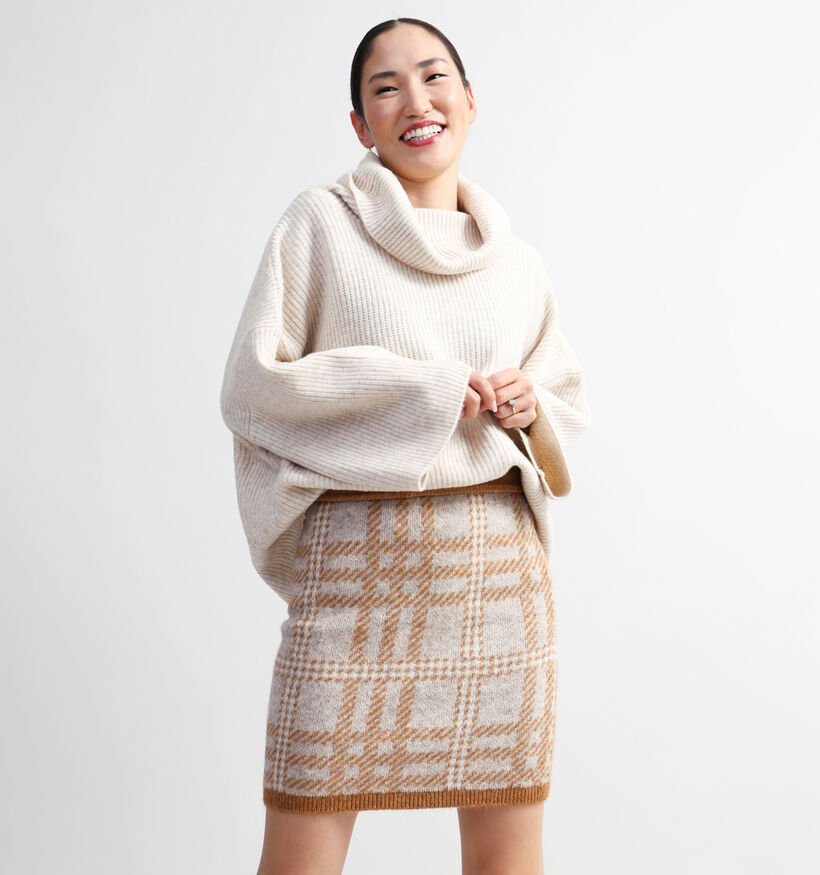 comma Pull avec col roulé en Beige pour femmes (333895)