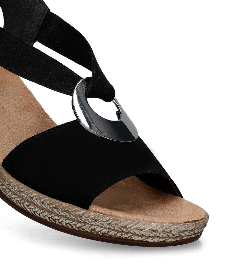 Rieker Sandales compensées en Noir pour femmes (339075)