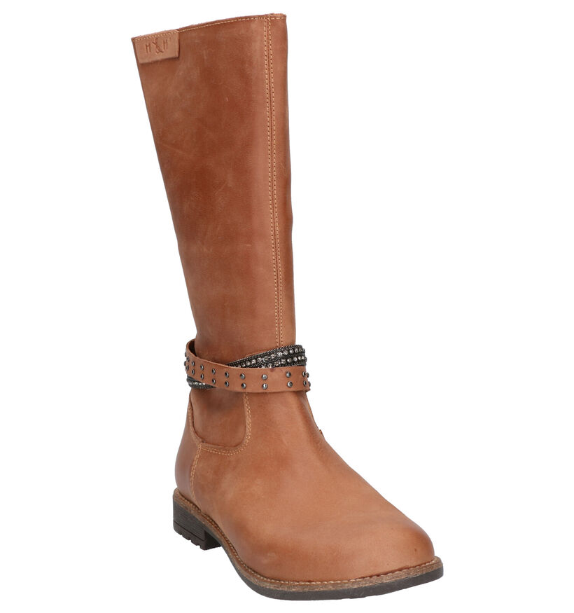 Milo & Mila Bottes hautes en Cognac en cuir (261299)