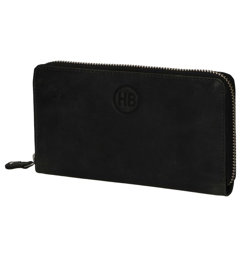 Hampton Bays Porte- monnaie zippé en Noir en cuir (237993)