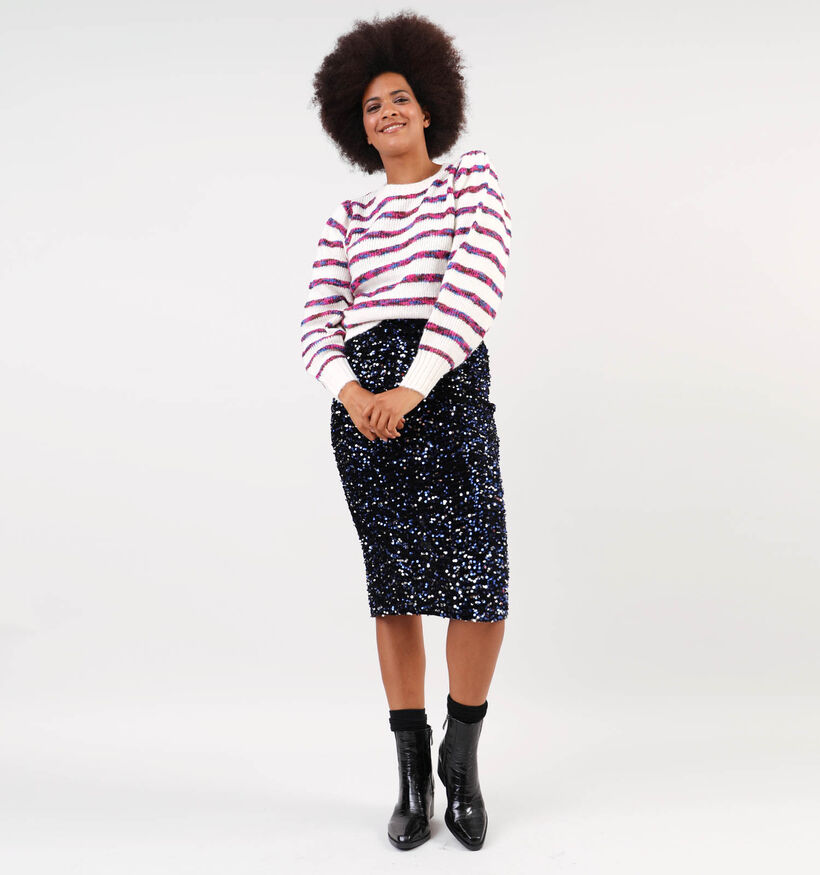 Minus Laja Beige Knit trui met strepen voor dames (348241)
