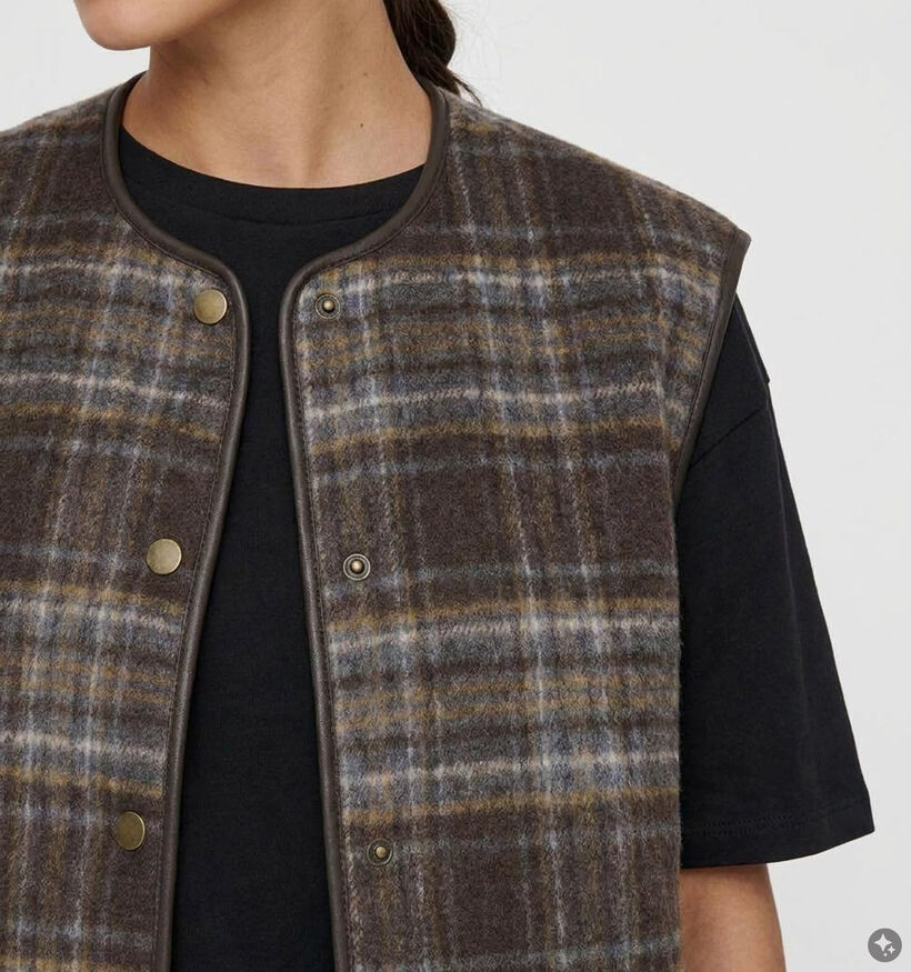 JDY Annabel Geruite Donkerbruine Bodywarmer voor dames (379367)