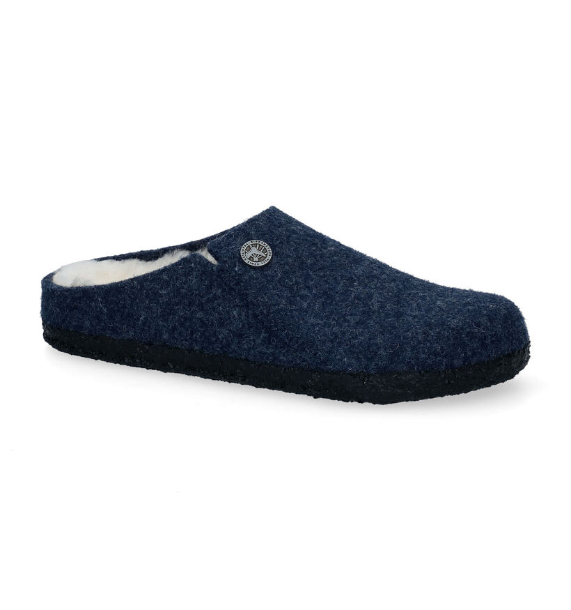 Birkenstock Zermatt Rivet Pantoufles en Bleu en laine (297719)