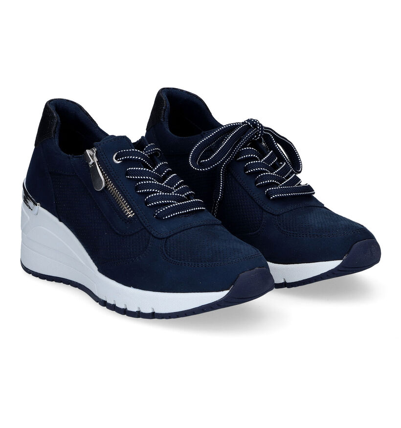 Marco Tozzi Blauwe Veterschoenen in stof (305927)