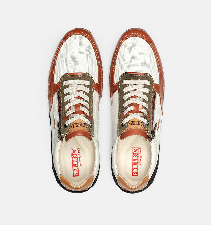 Pikolinos Liverpool Witte/Cognac Rits-Veterschoenen voor heren (370605) - geschikt voor steunzolen