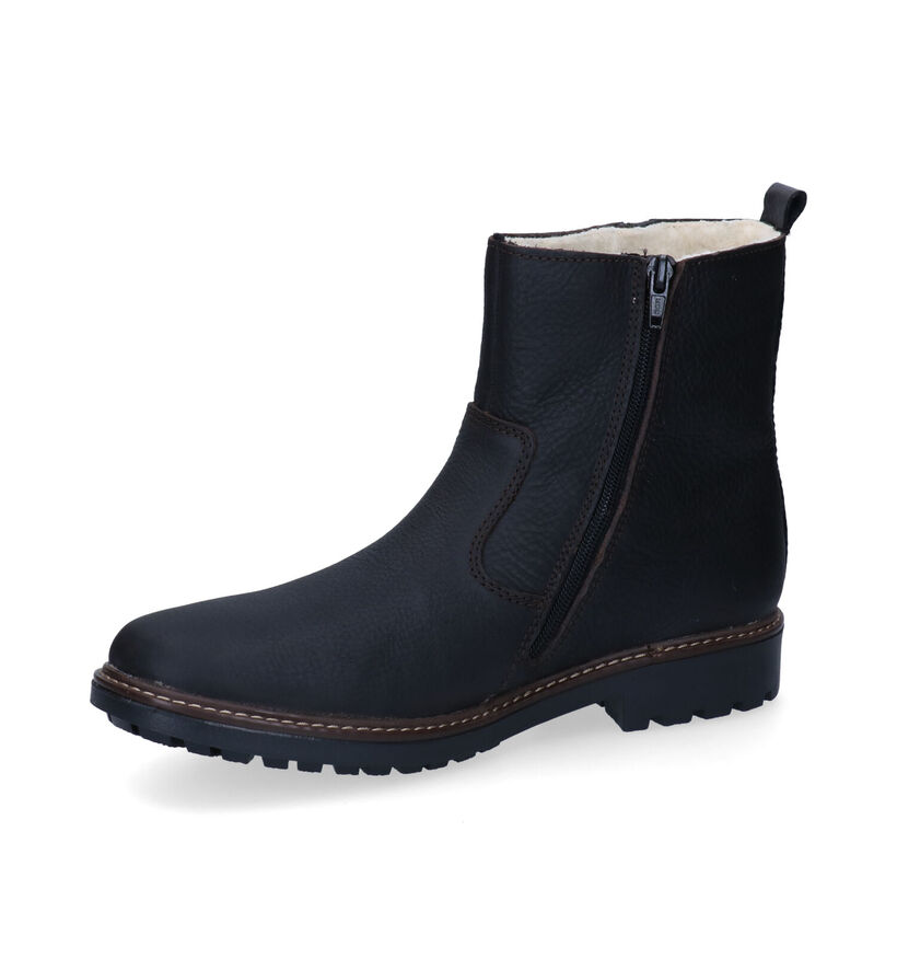 Rieker Boots à fermeture éclair en Brun foncé en cuir (297929)