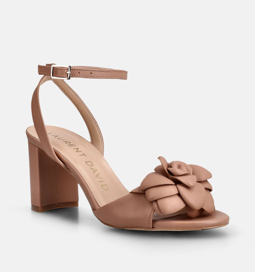 Laurent David Lichtbruine Sandalen met Blokhak voor dames (373563)