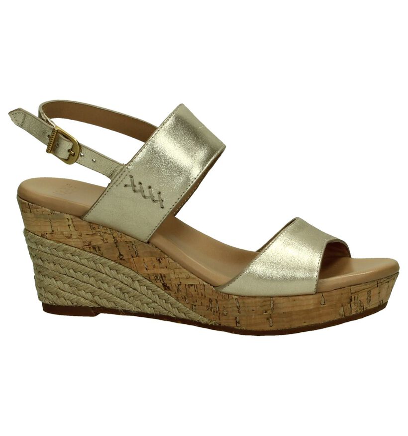 UGG Elana Gouden Sandalen met Sleehak, , pdp