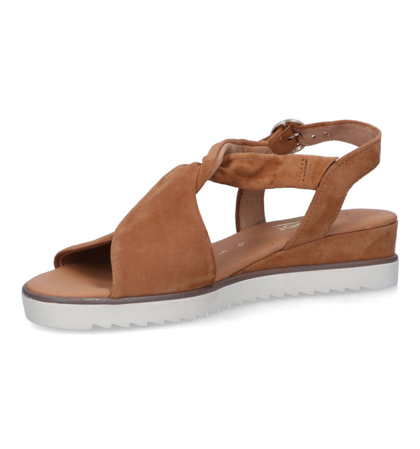 Gabor Comfort Sandales avec talon compensé en Cognac pour femmes (323126)